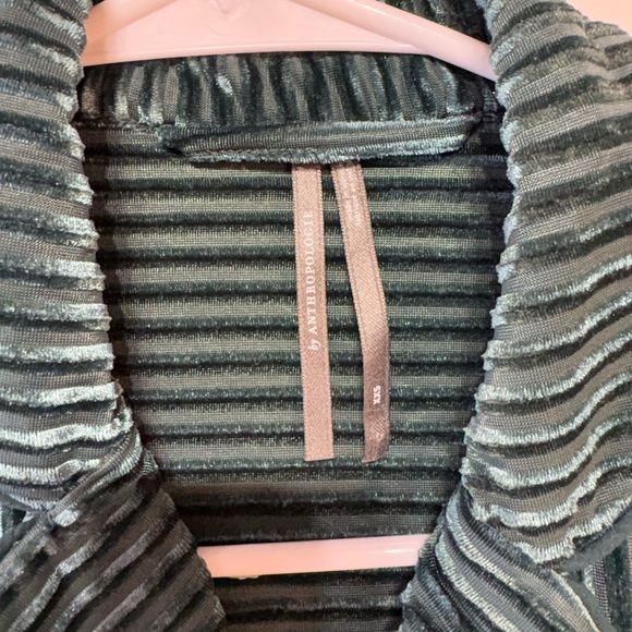 Anthropologie Green Velvet Striped Shirt - Picture 3 of 8